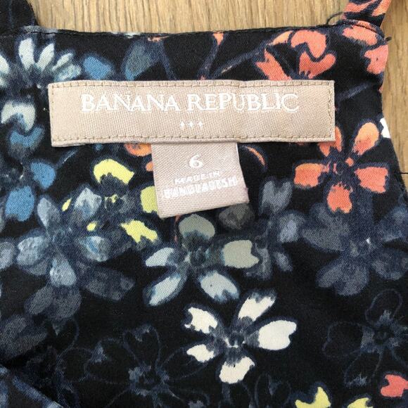 Banana Republic Dress Womens 6 Black Floral Print Sleeveless A Line Short Whimsy - Picture 3 of 9